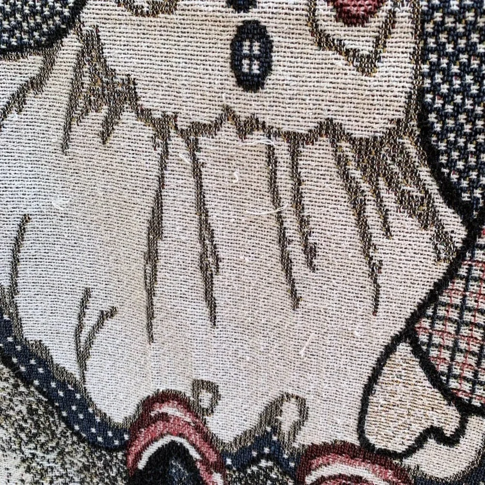Vintage Raggedy Ann and Andy‎ Dolls Fringed Woven Tapestry Blanket